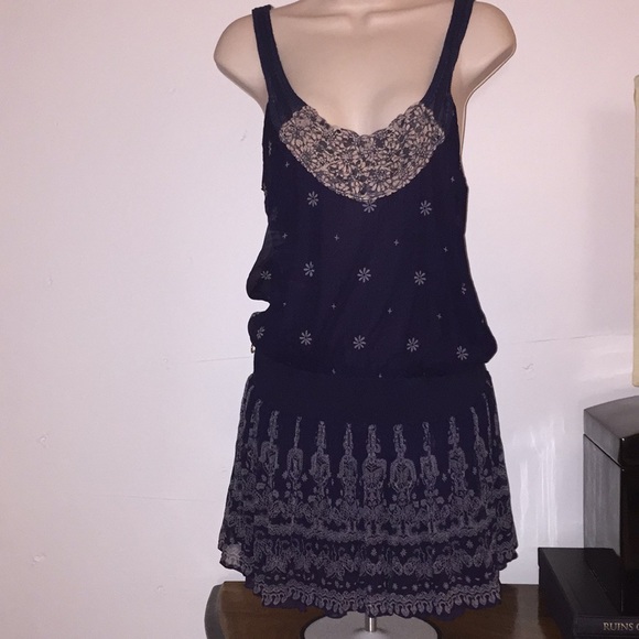 Free People Dresses & Skirts - FreePeople Silk Chiffon Sexy mini BoHo Lace Detail